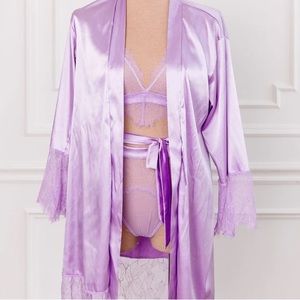 Eyelash Lace bralette & high waist panty in Orchid